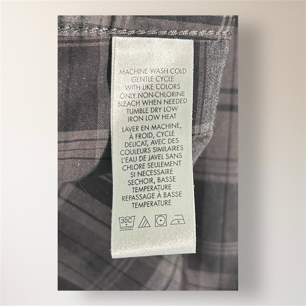 Calvin Klein Mens L Plaid Button Up Shirt Gray Black Long Sleeve Cotton Preppy - Picture 8 of 9